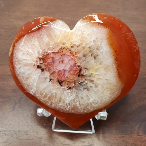 Carnelian Crystal Heart With Druzy - Picture 6 of 12
